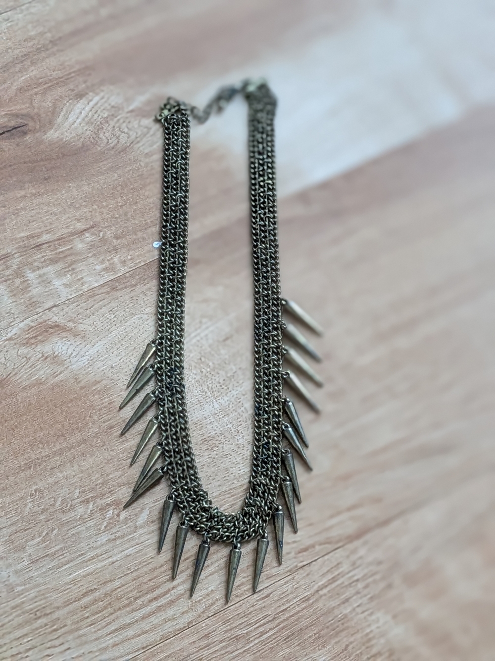 Antique Brass Spike Statement Necklace - Women Jewelry
